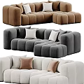 Modern Modular Sofa Designs With Soft Fabric And White Decorative Pillows 3d model
