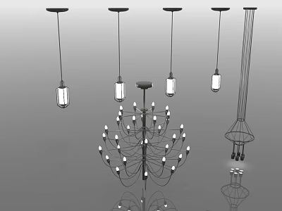 Stylish Modern Chandeliers With Different Designs Multiple Bulbs And Sleek Structures For Home Lighting 3d model