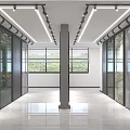 Modern Front Desk Reception Area With Marble Walls Glass Partitions And Elegant Lighting Design