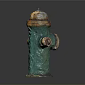 Rusted Green And Orange Building Exterior Fire Hydrant With Textured Surface