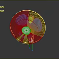 Modern Electric Fan With Blue Blades White Mesh Cover And Blue Base