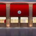 Luxury Jewelry Store With Red Awnings Golden Decorations Silver Statues And Bright Lighting