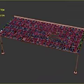 Red Mosaic Tile Table with Metal Legs and Artistic Surface Design