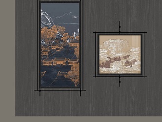 New Chinese Hanging Painting Decorative Painting 3d model