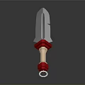 Stainless Steel Blade Knife With Wooden Handle Red Guard And Ring