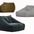 Comfortable Bean Bag Chair In Brown Black White Stripe And Navy Blue Soft Fabric