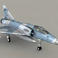 Light Blue And Gray Fighter Jet With Sharp Nose Cockpit And Extended Landing Gear