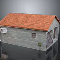 Small House Model With Gray Walls Red Tiled Roof Window Garage Door And Air Conditioner