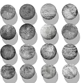 Round Textured Decorative Lights Arranged in Multiple Array Against Black Background