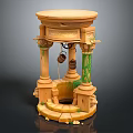 Classical Decorative Pedestal With Columns Round Top Ivy Decorations And Bucket Chain