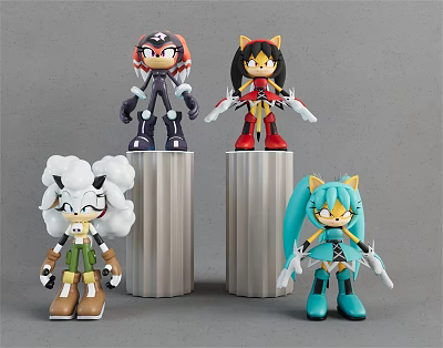 Colorful Action Figures With Various Stylish Designs Standing On Cylindrical Pedestals 3d model