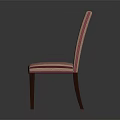 Red and Pink Striped Fabric Dining Chair with Wooden Legs