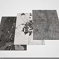 Modern Square Rug with Detailed City Map Pattern and Clear Design Elements 3d model