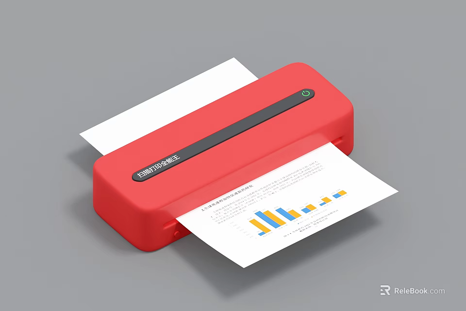 Red Laminator Processing Paper With Charts And Text As Daily Electrical Appliance 3d model