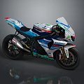 Suzuki Racing Motorcycle With White Blue Body Green Red Accents And Aerodynamic Design