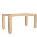 Minimalist Light Wood Dining Table With Simple Design And Clean Straight Lines 3d model