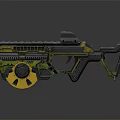 Futuristic Tactical Gun With Green Yellow Design Mechanical Rotating Wheel And Ergonomic Handle