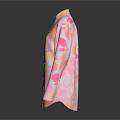 Fashionable Long Sleeve Shirt Featuring Pink And Orange Floral Print Design