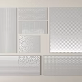 Silver Decorative Panels with Various Perforated Patterns and Textured Designs for Design Projects 3d model