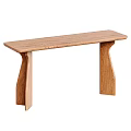 Modern Oak Console Table With Unique Curved Legs And Sleek Surface Design 3d model