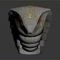 Reptile Head 3D Model With Metallic Scales Red Eyes And Intricate Design