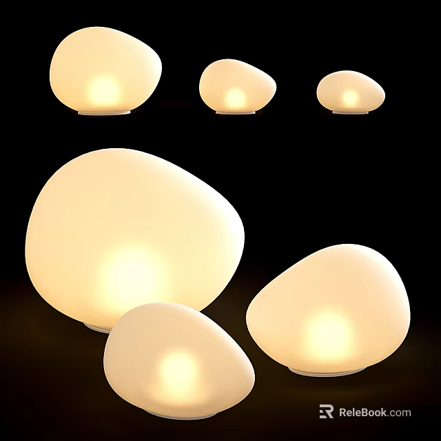 Pebble Shaped Outdoor Lights In Different Sizes With Soft Glow For Garden Decoration 3d model 