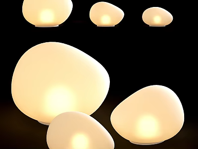Pebble Shaped Outdoor Lights In Different Sizes With Soft Glow For Garden Decoration 3d model