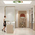 Hospital Outpatient Clinic Bright Reception Area With Marble Walls Front Desk Staff Round Decorative Painting