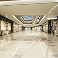 Spacious Modern Shopping Mall Lobby With Glass Storefronts And Floor Pattern 3d model