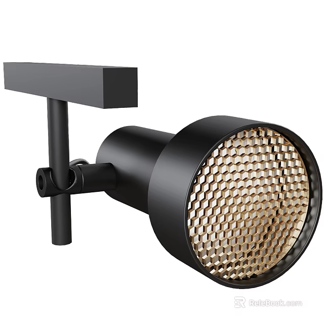 Modern Black Wall Light With Adjustable Arm And Honeycomb Mesh Shade 3d model
