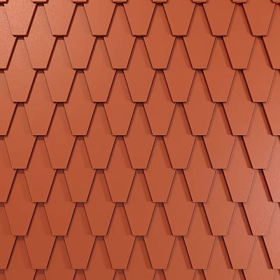 Red Hexagonal Roof Tiles Arranged in Uniform Pattern With Textured Surface 3d model