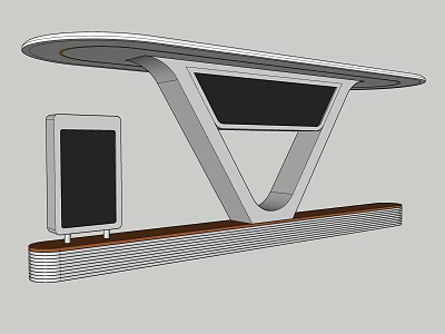 Modern Station Waiting Shelter With Triangular Structure Curved Roof And Display Screen 3d model