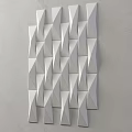 Modern White Geometric 3D Wall Decor with Textured Triangular Panels on Grey Background 3d model