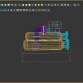 Blue Industrial Cylindrical Pump With Motor And Concrete Base Mount