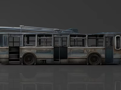 Old Bus Featuring Rusty Metal Body Multiple Windows And Side Doors 3d model