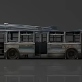 Old Bus Featuring Rusty Metal Body Multiple Windows And Side Doors 3d model
