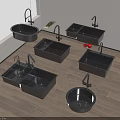 Black Kitchen Sinks With Faucets Various Styles For Modern Kitchen Use 3d model