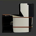 Modern Multi Seat Sofa With Beige Leather Upholstery And Black Armrests