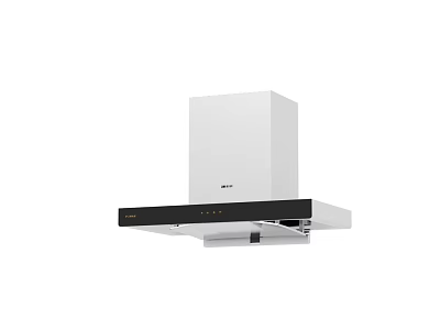 Modern White Kitchen Range Hood With Black Control Panel Essential Kitchen Appliance For Home Cooking 3d model