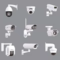 Different Types of Surveillance Cameras with Mounting Brackets for Security Systems