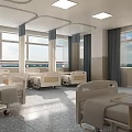 Spacious Bright Hospital Ward Interior With Multiple Beds Lockers And Windows