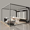 Modern Exhibition Booth With Standers Brand Display White Counter And Lighting Design