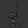 Modern High Back Black And Teal Office Chair With Adjustable Armrests Headrest And Wheels