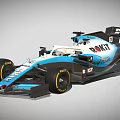 Blue And White Race Car With Streamlined Design Yellow Wheels And Sponsor Logos