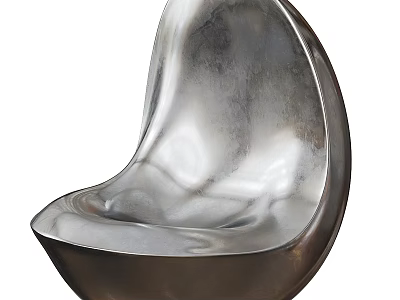 Modern Metallic Single Sofa With Sleek Curved Shape And Shiny Smooth Surface 3d model