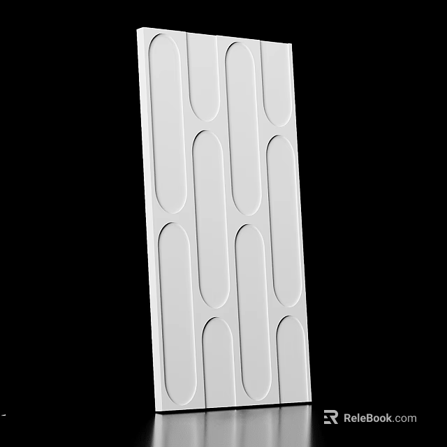 White Elongated Wall Decor With Oval Cutouts For Modern Home Decoration 3d model 