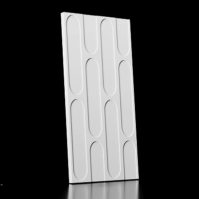 White Elongated Wall Decor With Oval Cutouts For Modern Home Decoration 3d model