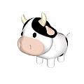 Adorable Black And White Cow Toy With Cute Horns And Pink Nose