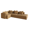 Light Brown L shaped Sectional Sofa With Multiple Cushions And Modern Design 3d model