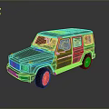 Green SUV Vehicle With Boxy Design Roof Rack Black Wheels And Front Grille